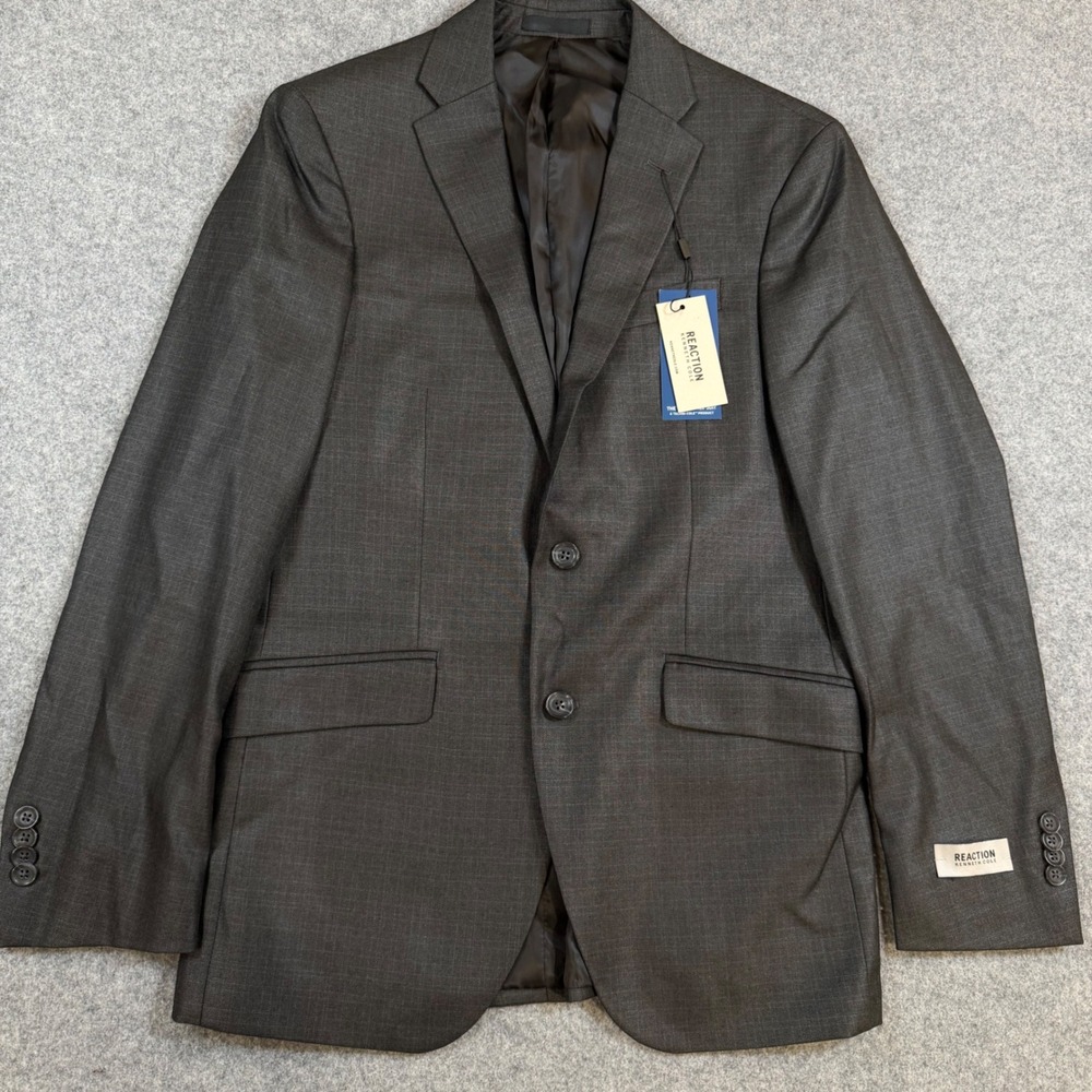 Kenneth Cole Reaction Techni-Cole Slim Fit Suit Jacket Gun Metal Grey 40R